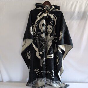 Disney The Night Before Christmas Black/Beige Shawl Poncho Relaxed Fit, One Size